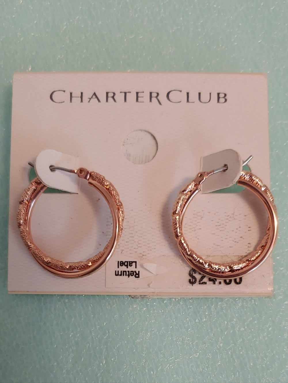 Charter Club Rose Gold Textured Hoop Earrings - Small Hoops